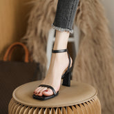 Tacones romanos de punta cuadrada y gruesos de verano para mujer